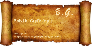 Babik György névjegykártya
