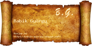 Babik György névjegykártya
